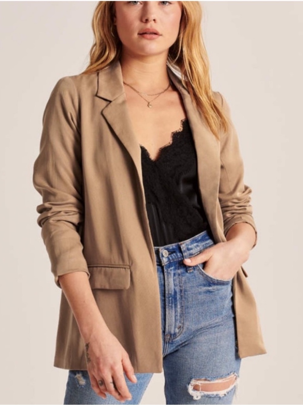 Abercrombie & Fitch Women's Camel Blazer Jacket